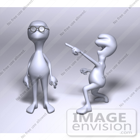 #44579 Royalty-Free (RF) Illustration of a 3d Human Like Character Laughing And Teasing Another For Wearing Glasses by Julos