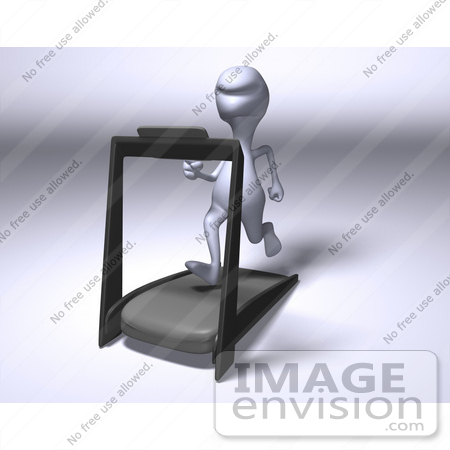 #44581 Royalty-Free (RF) Illustration of a 3d Human Like Character Running On A Treadmill - Version 2 by Julos