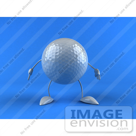 #44627 Royalty-Free (RF) Illustration of a 3d Golf Ball Mascot With Arms And Legs, Pointing One Finger Down by Julos