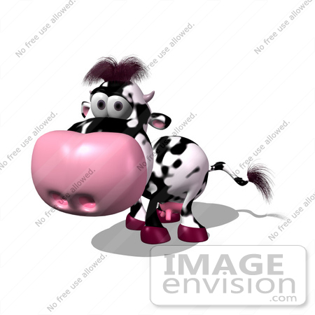 #44635 Royalty-Free (RF) Illustration of a 3d Dairy Cow Mascot Walking by Julos