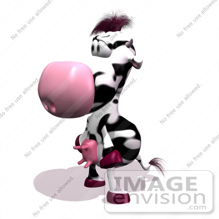 #44636 Royalty-Free (RF) Illustration of a 3d Dairy Cow Mascot Facing Left by Julos