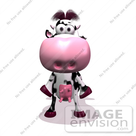 #44639 Royalty-Free (RF) Illustration of a 3d Dairy Cow Mascot Facing Front by Julos