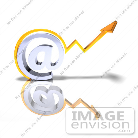 #44656 Royalty-Free (RF) Illustration of a 3d Arrow Graph Over An Arobase Symbol - Version 2 by Julos