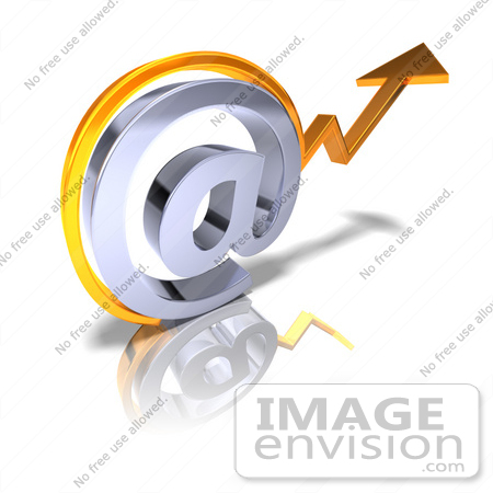 #44657 Royalty-Free (RF) Illustration of a 3d Arrow Graph Over An Arobase Symbol - Version 1 by Julos