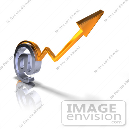 #44658 Royalty-Free (RF) Illustration of a 3d Arrow Graph Over An Arobase Symbol - Version 3 by Julos