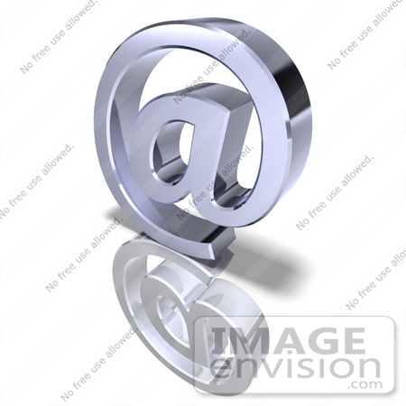 #44659 Royalty-Free (RF) Illustration of a 3d Chrome Arobase Symbol - Version 2 by Julos