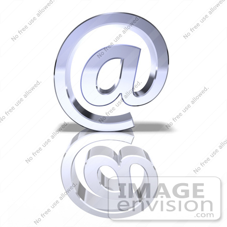 #44660 Royalty-Free (RF) Illustration of a 3d Chrome Arobase Symbol - Version 3 by Julos