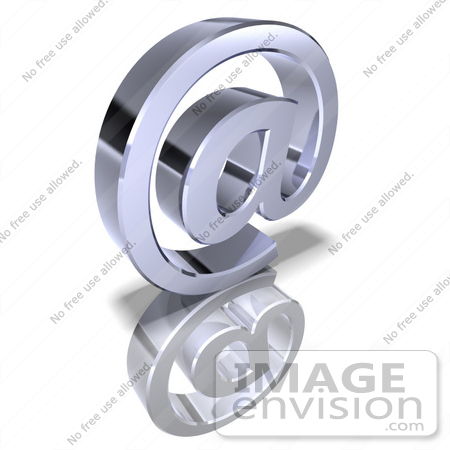 #44661 Royalty-Free (RF) Illustration of a 3d Chrome Arobase Symbol - Version 1 by Julos