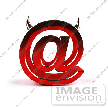 #44662 Royalty-Free (RF) Illustration of a 3d Devil Arobase At Symbol With Horns - Version 4 by Julos