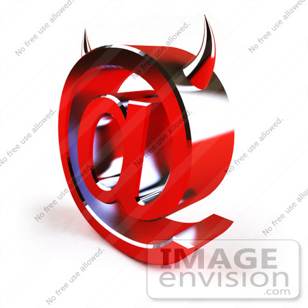 #44663 Royalty-Free (RF) Illustration of a 3d Devil Arobase At Symbol With Horns - Version 3 by Julos