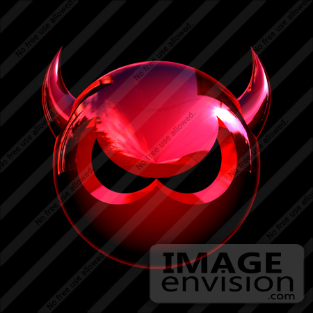 #44669 Royalty-Free (RF) Illustration of a 3d Metal Red Devil Head Glaring - Version 5 by Julos