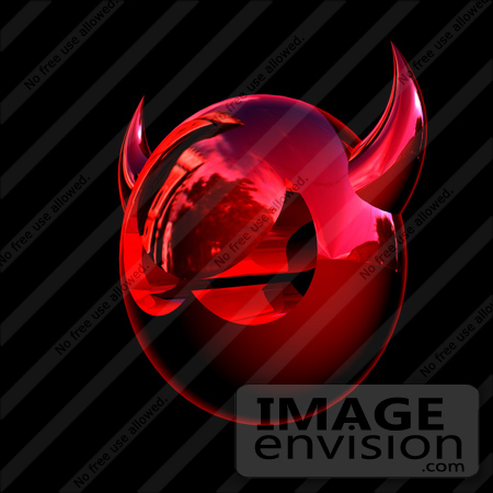 #44671 Royalty-Free (RF) Illustration of a 3d Metal Red Devil Head Glaring - Version 8 by Julos