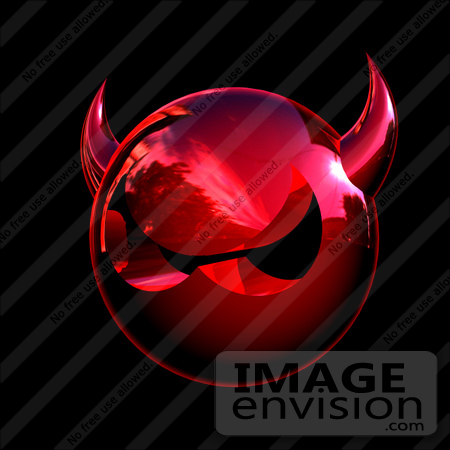 #44672 Royalty-Free (RF) Illustration of a 3d Metal Red Devil Head Glaring - Version 7 by Julos