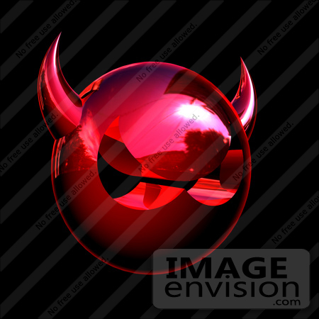 #44673 Royalty-Free (RF) Illustration of a 3d Metal Devil Head Glaring - Version 6 by Julos