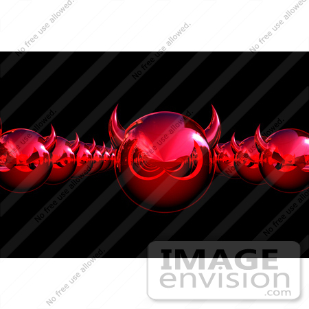 #44674 Royalty-Free (RF) Illustration of Rows Of 3d Red Devil Heads Moving Forward - Version 2 by Julos