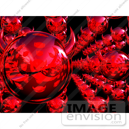 #44677 Royalty-Free (RF) Illustration of Rows Of 3d Red Devil Heads Moving Forward - Version 4 by Julos