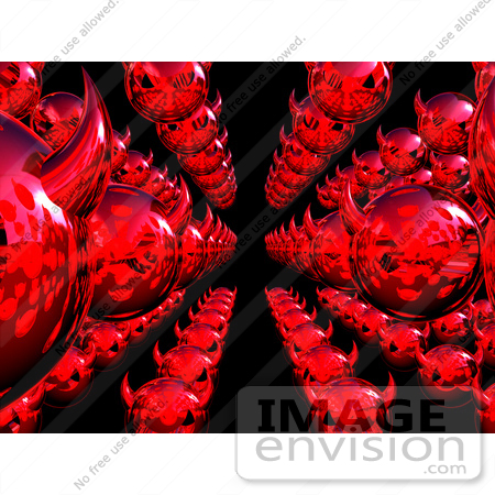 #44678 Royalty-Free (RF) Illustration of Rows Of 3d Red Devil Heads Moving Forward - Version 5 by Julos