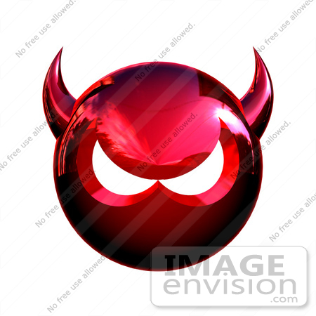 #44685 Royalty-Free (RF) Illustration of a 3d Metal Devil Head Glaring - Version 2 by Julos