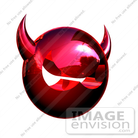 #44686 Royalty-Free (RF) Illustration of a 3d Metal Devil Head Glaring - Version 1 by Julos