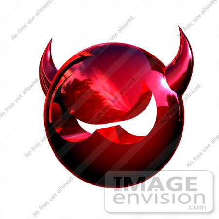 #44687 Royalty-Free (RF) Illustration of a 3d Metal Devil Head Glaring - Version 3 by Julos