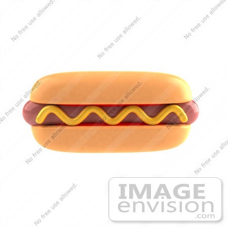 #44704 Royalty-Free (RF) Illustration of a 3d Hot Dog Mascot Garnished With A Squirt Of Mustard - Version 1 by Julos