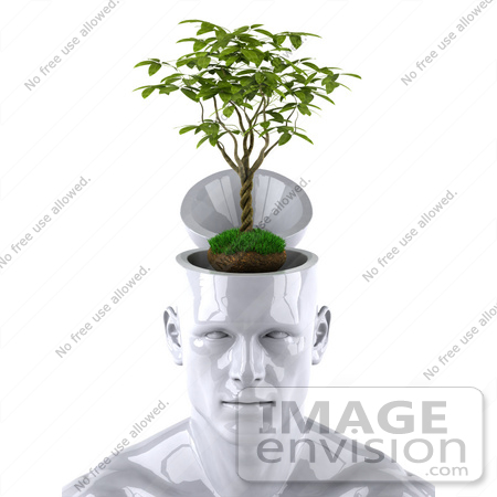 #44769 Royalty-Free (RF) Illustration of a Creative 3d White Man Character With A Plant - Version 1 by Julos