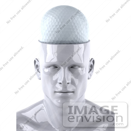 #44779 Royalty-Free (RF) Illustration of a Creative 3d White Man Character With A Golf Ball by Julos
