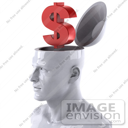 #44782 Royalty-Free (RF) Illustration of a Creative 3d White Man Character With A Dollar Symbol by Julos