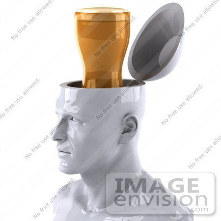 #44784 Royalty-Free (RF) Illustration of a Creative 3d White Man Character With A Beer - Version 2 by Julos