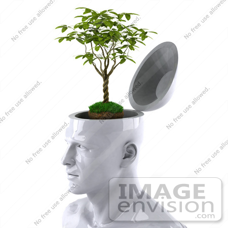 #44786 Royalty-Free (RF) Illustration of a Creative 3d White Man Character With A Plant - Version 2 by Julos