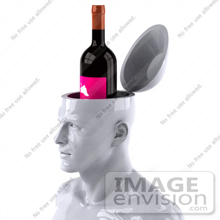 #44791 Royalty-Free (RF) Illustration of a Creative 3d White Man Character With A Wine Bottle by Julos