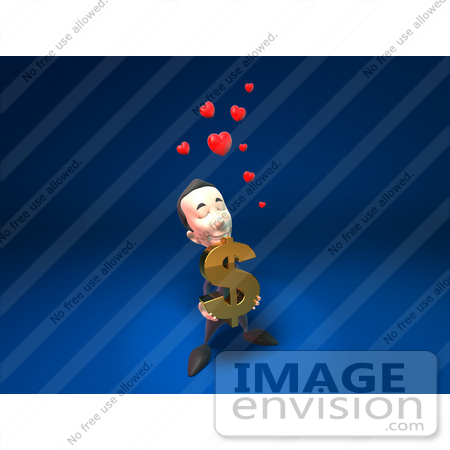 #44795 Royalty-Free (RF) Illustration Of An Amorous 3d White Businessman Mascot Carrying A Dollar Symbol - Version 1 by Julos