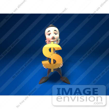#44801 Royalty-Free (RF) Illustration Of A 3d White Businessman Mascot Holding A Dollar Symbol - Version 1 by Julos