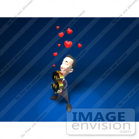 #44808 Royalty-Free (RF) Illustration Of An Amorous 3d White Businessman Mascot Carrying A Dollar Symbol - Version 2 by Julos