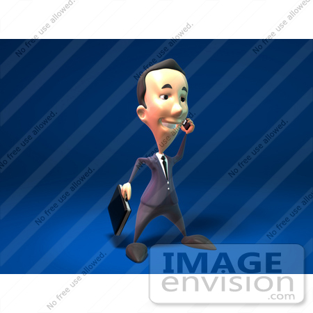 #44812 Royalty-Free (RF) Illustration Of A 3d White Businessman Mascot Talking On A Cell Phone - Version 1 by Julos