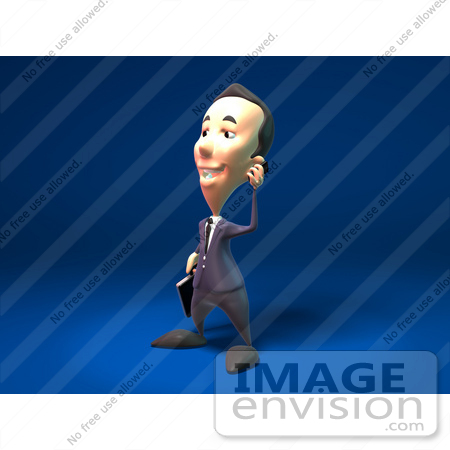 #44814 Royalty-Free (RF) Illustration Of A 3d White Businessman Mascot Talking On A Cell Phone - Version 2 by Julos