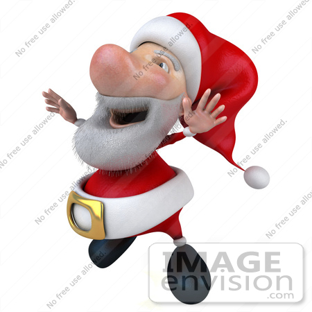 #46336 Royalty-Free (RF) Illustration Of A 3d Big Nose Santa Mascot Jumping by Julos