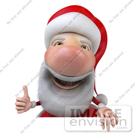 #46344 Royalty-Free (RF) Illustration Of A 3d Big Nose Santa Mascot Giving The Thumbs Up And Standing Behind A Blank Sign by Julos