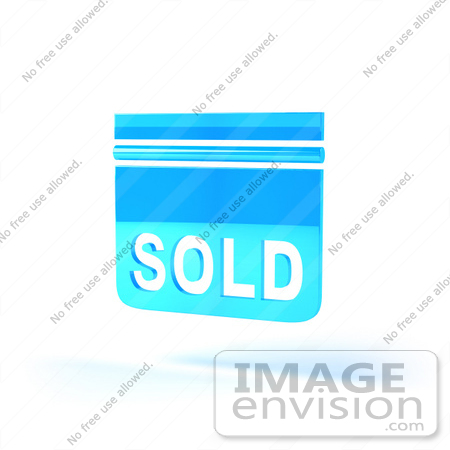 #46518 Royalty-Free (RF) Illustration Of A Blue 3d Sold Sign Floating - Version 6 by Julos