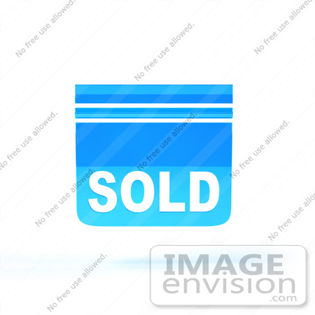 #46519 Royalty-Free (RF) Illustration Of A Blue 3d Sold Sign Floating - Version 4 by Julos