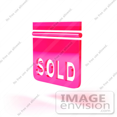 #46522 Royalty-Free (RF) Illustration Of A Pink 3d Sold Sign Floating - Version 3 by Julos