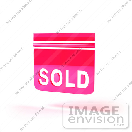 #46523 Royalty-Free (RF) Illustration Of A Pink 3d Sold Sign Floating - Version 2 by Julos