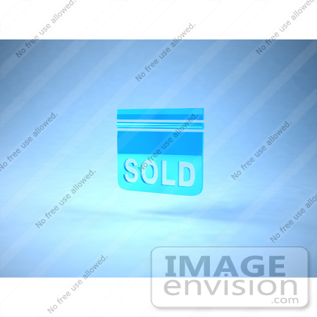 #46524 Royalty-Free (RF) Illustration Of A Blue 3d Sold Sign Floating - Version 2 by Julos