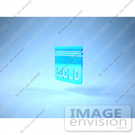 #46526 Royalty-Free (RF) Illustration Of A Blue 3d Sold Sign Floating - Version 3 by Julos