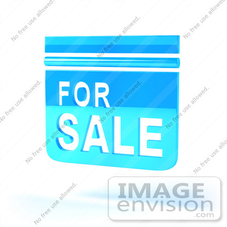 #46527 Royalty-Free (RF) Illustration Of A Blue 3d For Sale Sign Floating - Version 5 by Julos