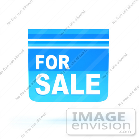 #46528 Royalty-Free (RF) Illustration Of A Blue 3d For Sale Sign Floating - Version 4 by Julos