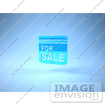 #46531 Royalty-Free (RF) Illustration Of A Blue 3d For Sale Sign Floating - Version 2 by Julos