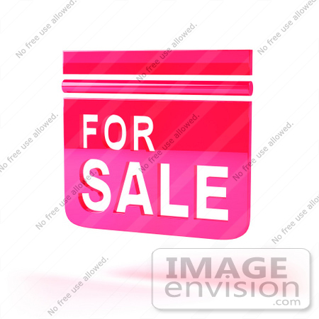 #46534 Royalty-Free (RF) Illustration Of A 3d Pink Floating For Sale Sign - Version 2 by Julos