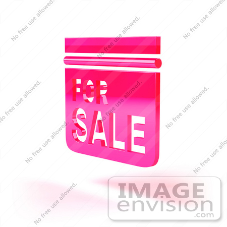 #46535 Royalty-Free (RF) Illustration Of A 3d Pink Floating For Sale Sign - Version 3 by Julos