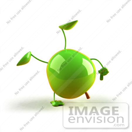 #46591 Royalty-Free (RF) Illustration Of A 3d Green Apple Mascot Doing A Cartwheel - Version 1 by Julos